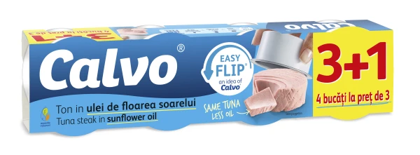Ton in ulei de floarea soarelui Calvo Easy Flip 4 x 65g